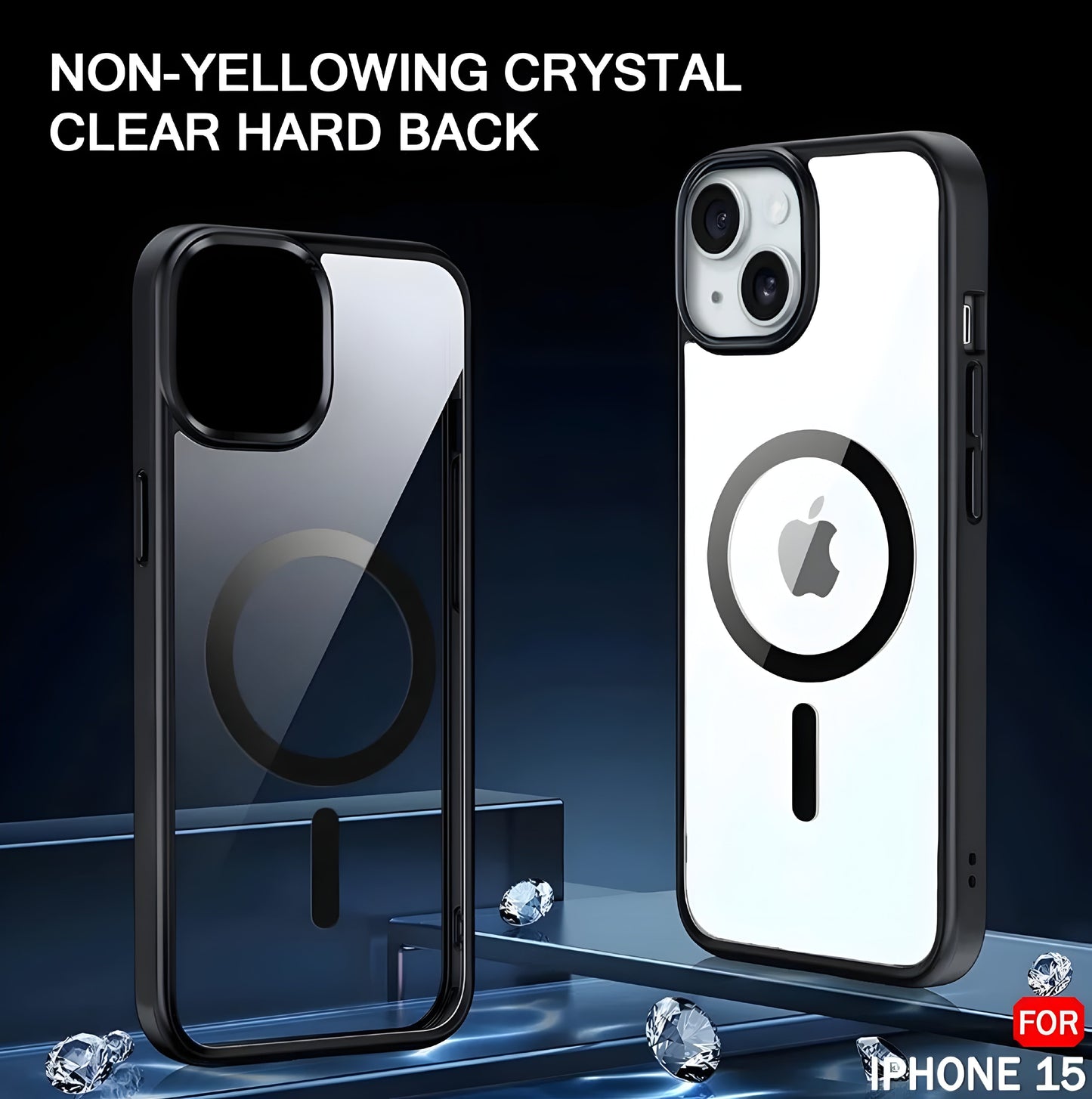 iPhone 15 MagSafe Transparent Case – Sleek Clear Back, Strong Grip & Drop Protection Design